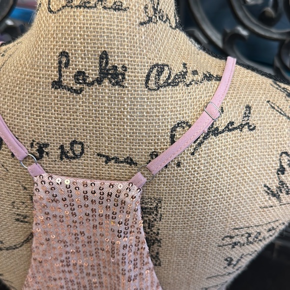 Light Baby Pink Sparkle Sleeveless All Over Sequin Cami / Tank / Top / Shirt. - Picture 7 of 12